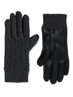Walmart Time and Tru Women's Mixed Media Knit and Faux Leather Gloves offer
