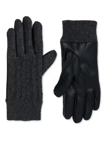 Walmart Time and Tru Women's Mixed Media Knit and Faux Leather Gloves offer