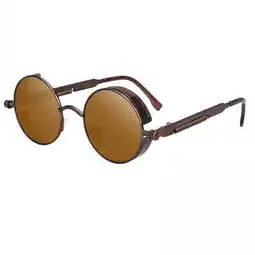 Walmart BLESIYA 4xSteampunk Retro Round Circle Sunglass Metal Frame Protection Tawny offer
