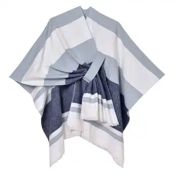 Walmart SnnmBlm Women's Shawl Wrap Poncho Cape Open Front Cardigan Shawl for Fall Winter Navy One Size offer