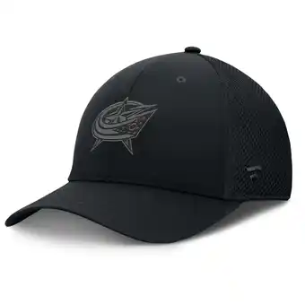 Walmart Men's Fanatics Black Columbus Blue Jackets Pro Road Logo Mesh Flex Hat offer