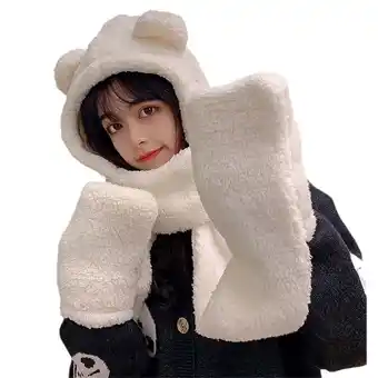 Walmart SnnmBlm Womens Girls Cold Scarves Winter Thick Warm Hooded Scarf with Mittens as shown One Size offer