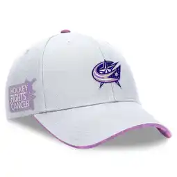 Walmart Men's Fanatics White Columbus Blue Jackets Authentic Pro Hockey Fights Cancer Adjustable Hat offer