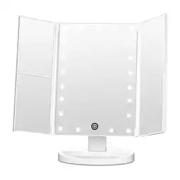 Walmart FUNTOUCH Trifold Portable Vanity Makeup Mirror, 2X 3X Magnification, LED Lighted Beauty Mirror White offer