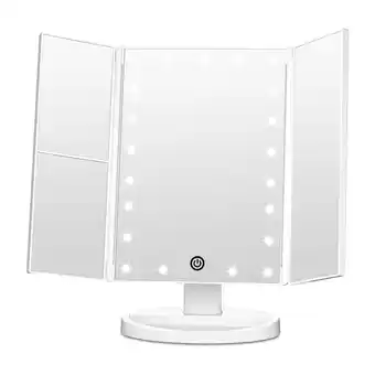 Walmart FUNTOUCH Trifold Portable Vanity Makeup Mirror, 2X 3X Magnification, LED Lighted Beauty Mirror White offer