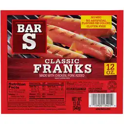 Walmart Bar S Classic Fully Cooked Franks, 8 Count, 12oz (Refrigerated) offer