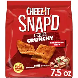 Walmart Cheez-It Snap'd Extra Crunchy Margherita Pizza Cheesy Baked Snacks, Thin Crisps, 7.5 oz offer