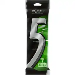 Walmart 5 Gum Spearmint Rain Sugar Free Chewing Gum - 15 ct (3 Pack) offer