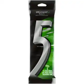 Walmart 5 Gum Spearmint Rain Sugar Free Chewing Gum - 15 ct (3 Pack) offer
