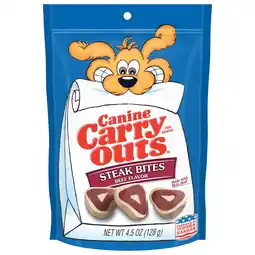Walmart Canine Carry Outs Steak Bites Beef Flavor Dog Treats, 4.5oz Bag offer