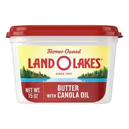 Walmart Land O Lakes Butter with Canola Oil, Spreadable, 15 oz tub offer
