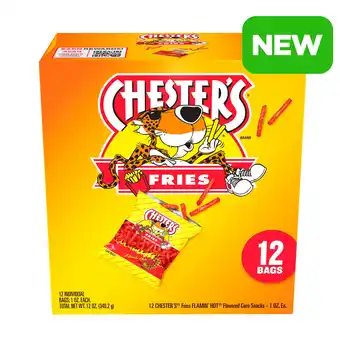 Walmart Chester's Fries Corn Snacks Flamin' Hot Flavored, 1 oz, 12 Count offer
