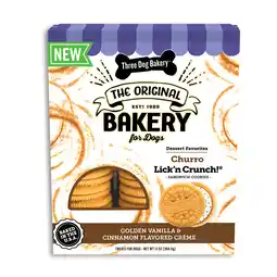Walmart Three Dog Bakery Churro Lick'n Crunch, Crunchy Dog Treat, Churro Flavor, 13oz offer
