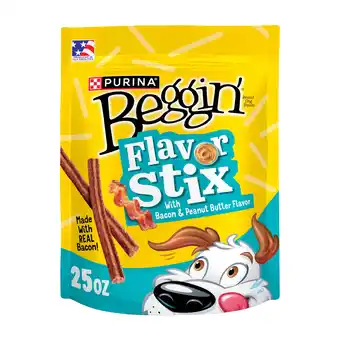 Walmart Purina Beggin' Flavor Stix Dog Treats with Real Bacon & Peanut Butter Tender Chews, 25 oz Pouch offer