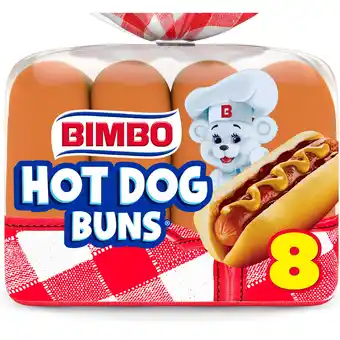 Walmart Bimbo White Hot Dog Buns, 8 count, Hot Dog Buns, 14 oz Bag offer