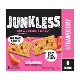 Walmart JUNKLESS Chewy Strawberry Granola Snack Bars, 1.1 oz, 8 Count offer