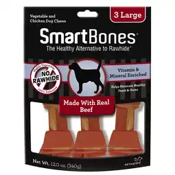 Walmart SmartBones Large Chews With Real Beef 3 Count, Rawhide-FreeChews For Dogs offer