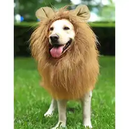 Walmart OTVIAP Lion Mane Costume, Faux Fur, Holiday, Large Medium Dog Apparel, Light Brown offer