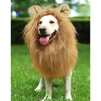 Walmart OTVIAP Lion Mane Costume, Faux Fur, Holiday, Large Medium Dog Apparel, Light Brown offer