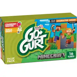 Walmart Go-GURT Minecraft Kids Fat Free Yogurt Variety Pack, 2 oz Yogurt Tubes (16 Count) offer