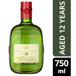 Walmart Buchanan's DeLuxe Aged 12 Years Blended Scotch Whisky Liquor, 750 ml 40% ABV, Glass Bottle, New offer