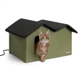 Walmart K&H Pet Products Outdoor Heated Kitty House for Cats, Extra-Wide Olive/Black offer
