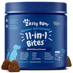 Walmart Zesty Paws Senior Advanced 11-in-1 Multifunctional Bites for Senior Dogs, Chicken, 90 ct offer