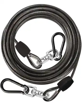 Walmart Petbobi Heavy Duty Dog Tie Out Cable 30ft Extra Strong Wire Cable for Large Dogs up to 300lbs, Black offer