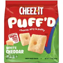 Walmart Cheez-It Puff'd White Cheddar Cheesy Baked Snacks, Puffed Snack Crackers, 5.75 oz offer