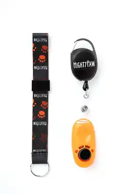 Walmart Mighty Paw Dog Training Clicker with Retractable Clip, Orange offer