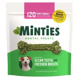 Walmart Minties Dental Bone Treats, Chews for Tiny/Small Dogs 5-24 lbs, 120 Count, 48 oz, Shelf-Stable offer