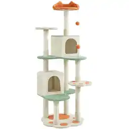 Walmart Yaheetech 65''H Cat Tree Paw-Shaped Play Tower, Beige offer