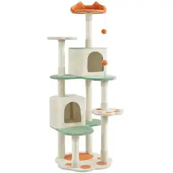 Walmart Yaheetech 65''H Cat Tree Paw-Shaped Play Tower, Beige offer