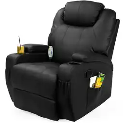 Walmart Black Swivel Heat & Massage Recliner Chair 5 Modes Remote Control offer