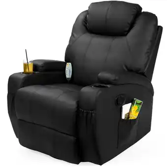 Walmart Black Swivel Heat & Massage Recliner Chair 5 Modes Remote Control offer