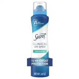 Walmart Secret Clinical Strength Dry Spray Antiperspirant & Deodorant for Women, Light & Fresh Scent, 3.8oz offer