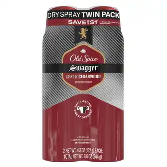 Walmart Old Spice Men's Antiperspirant Deodorant, Invisible Dry Spray, Swagger, 4.3oz (2 Pack) offer