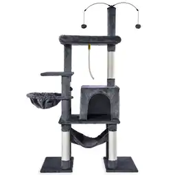 Walmart Vibrant Life 58.5inch Multi Level Cat Tree Tower with Interactive Dangling Ball and Double Base,Gray offer