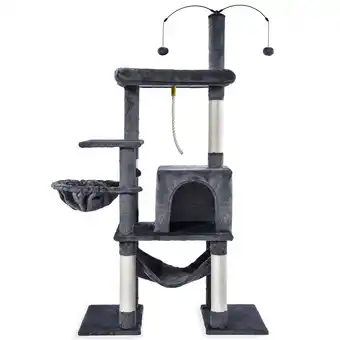 Walmart Vibrant Life 58.5inch Multi Level Cat Tree Tower with Interactive Dangling Ball and Double Base,Gray offer