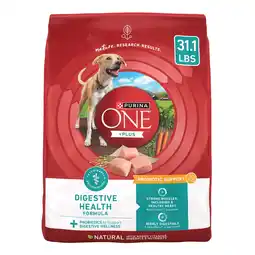 Walmart Purina ONE Plus Digestive Health Dry Dog Food for Adults, High Protein Chicken, 31.1 lb Bag offer