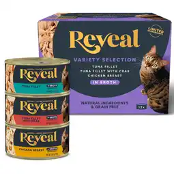 Walmart Reveal Natural Wet Cat Food, Fish & Chicken in Broth Variety Pack, 12 x 2.47 oz Cans offer