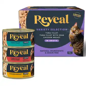 Walmart Reveal Natural Wet Cat Food, Fish & Chicken in Broth Variety Pack, 12 x 2.47 oz Cans offer