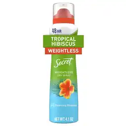 Walmart Secret Dry Spray Antiperspirant Deodorant for Women, Tropical Hibiscus, 4.1 oz offer