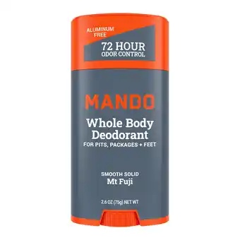 Walmart Mando Whole Body Deodorant for Men - Smooth Solid Stick - Aluminum Free - Mt Fuji - 2.6oz offer