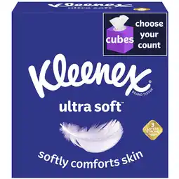 Walmart Kleenex Ultra Soft Facial Tissues, 6 Cube Boxes (390 Total Tissues) offer
