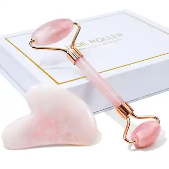 Walmart Kiplyki Gua Sha Facial Massage Natural Pink jade roller Massager Face Slimming Gift offer