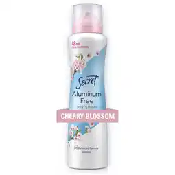 Walmart Secret Aluminum Free Dry Spray Deodorant, Cherry Blossom, 4.1 oz offer