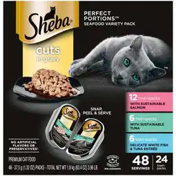 Walmart Sheba Perfect Portions Seafood Cuts In Gravy Wet Cat Food Variety Pack, 2.6 Oz., 24 Twin-Packs offer