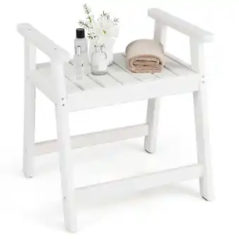Walmart Costway Waterproof HDPE Shower Bench Bathroom Shower Chair with Armrest Heavy Duty White offer