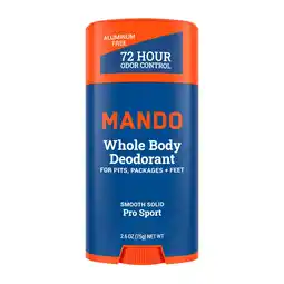 Walmart Mando Whole Body Deodorant for Men - Smooth Solid Stick - Aluminum Free - Pro Sport - 2.6oz offer
